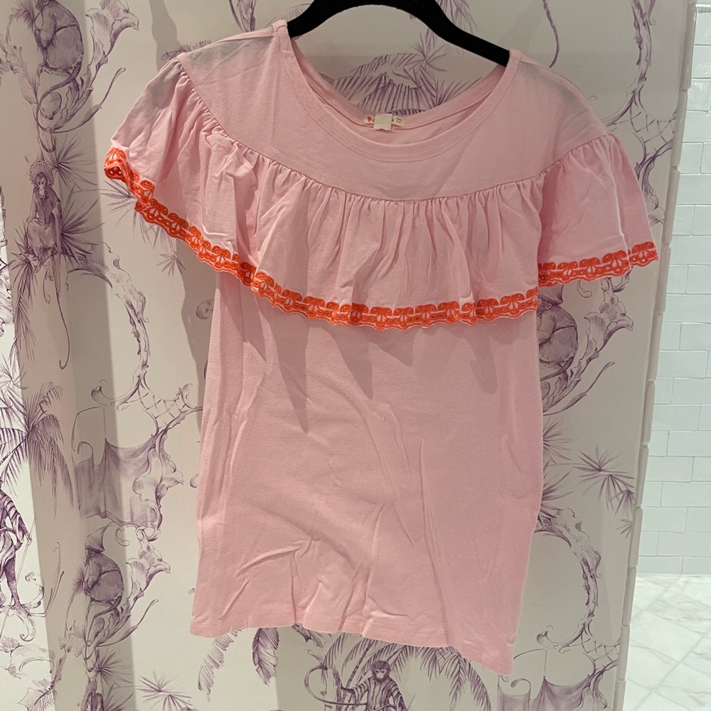 Pink crewcuts top with fun orange ruffle detailing